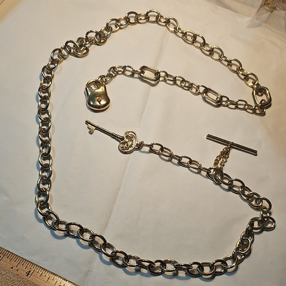 Accessories - Fancy Gold Chain Belt with Key and Lock Charm